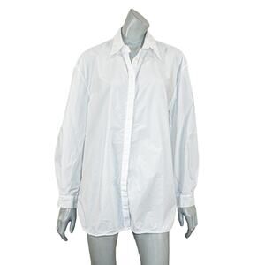 AMOMENTO Women's Button up Oversized Shirt in White cotton size 2